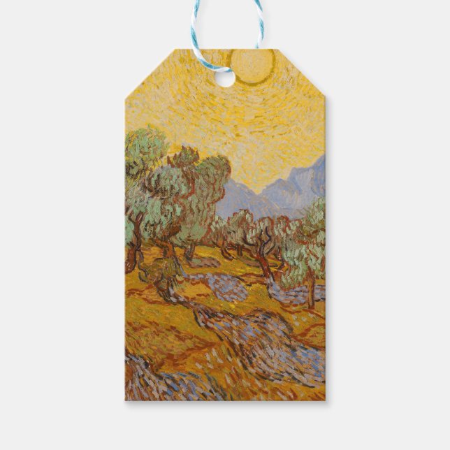 Van Gogh Olivträd Gul Sol Himmel Presentetikett (Framsidan)