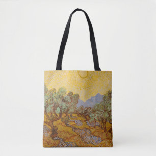 Van Gogh Olivträd Gul Sol Himmel Tygkasse
