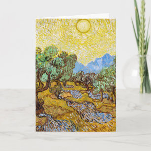 Van Gogh Olivträd - Guldigt Solsken & Himmel Konst Kort