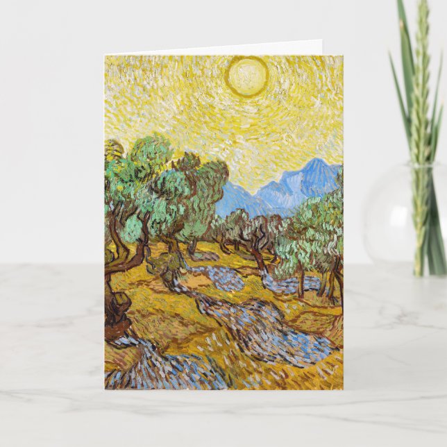 Van Gogh Olivträd - Guldigt Solsken & Himmel Konst Kort (Framsida)