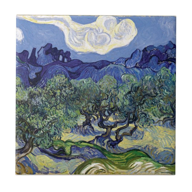 Van Gogh - Olivträd i ett bergigt landskap Kakelplatta (Framsidan)