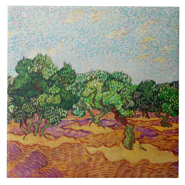 Van Gogh - Olivträd,  Kakelplatta (Framsidan)