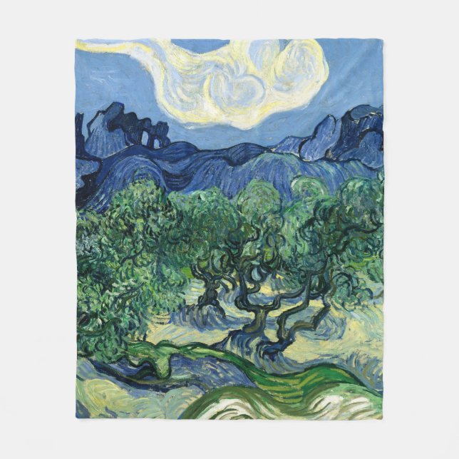 Van Gogh Olivträd Landskapsmålning Fleecefilt (Framsidan)