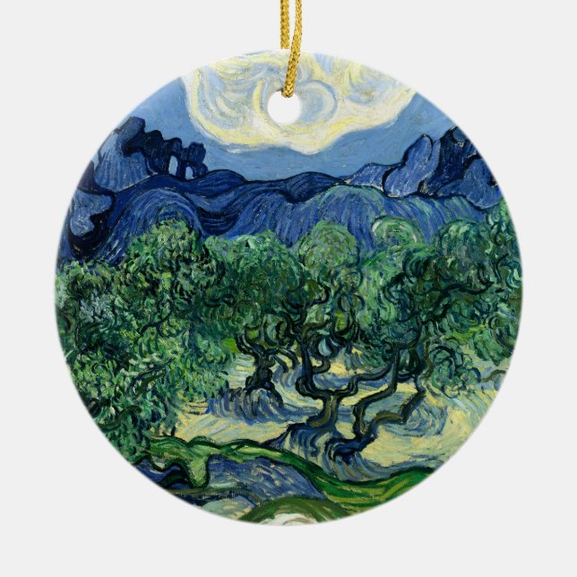 Van Gogh Olivträd Landskapsmålning Julgransprydnad Keramik (Framsidan)