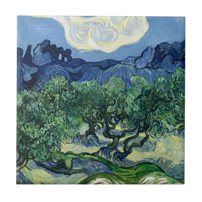 Van Gogh Olivträd Landskapsmålning Kakelplatta (Framsidan)