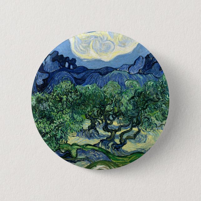Van Gogh Olivträd Landskapsmålning Knapp (Framsida)