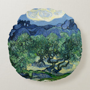 Van Gogh Olivträd Landskapsmålning Rund Kudde