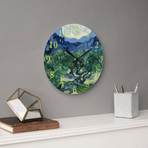 Van Gogh Olivträd Landskapsmålning Stor Klocka