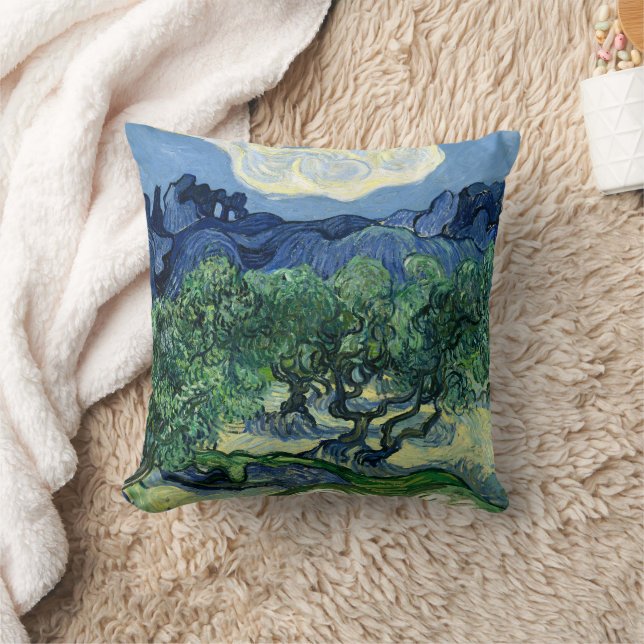 Van Gogh Olivträden Landskapsmålning Kudde (Filt)