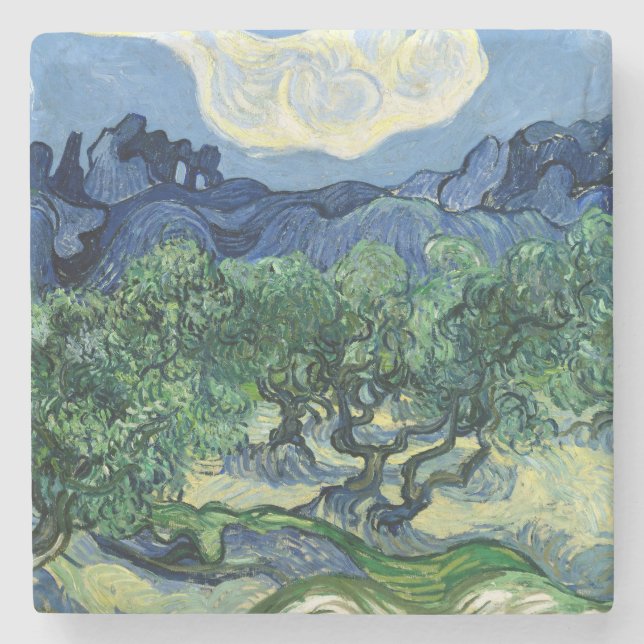 Van Gogh Olivträden Landskapsmålning Stenunderlägg (Framsidan)