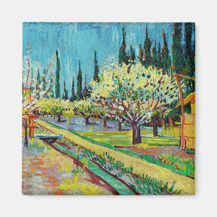 Van Gogh - Orchard Borderad av Cypresses Magnet