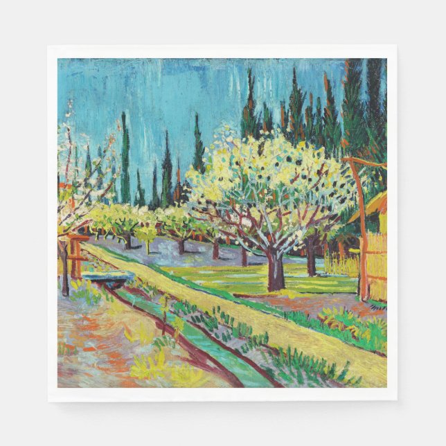 Van Gogh - Orchard Borderad av Cypresses Pappersservett (Framsidan)