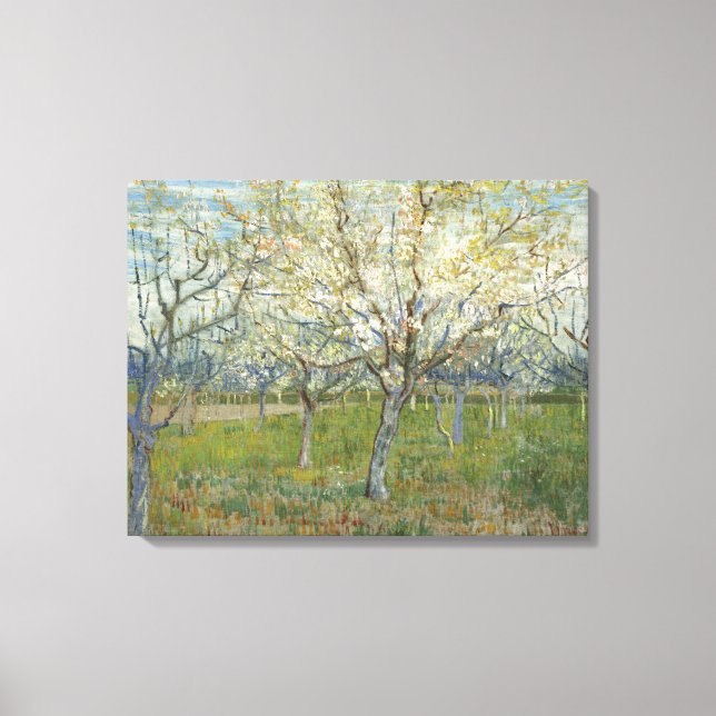 Van Gogh Orchard med Blooming Apricot Träd Canvastryck (Framsida)