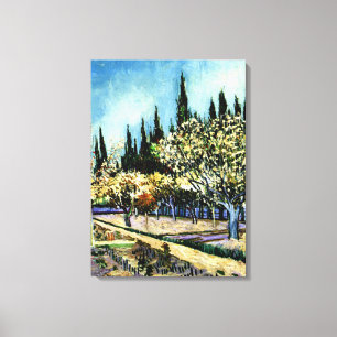 Van Gogh - Orchard omringad av Cypresses Canvastryck