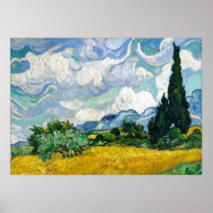 Van Gogh Painting Art Vintage Wheat Fält Cypresse Poster