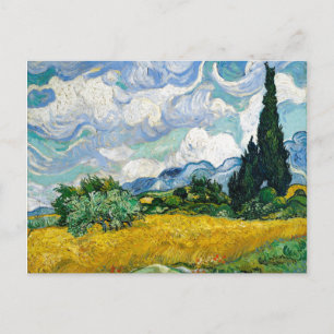 Van Gogh Painting Art Vintage Wheat Fält Cypresse Vykort
