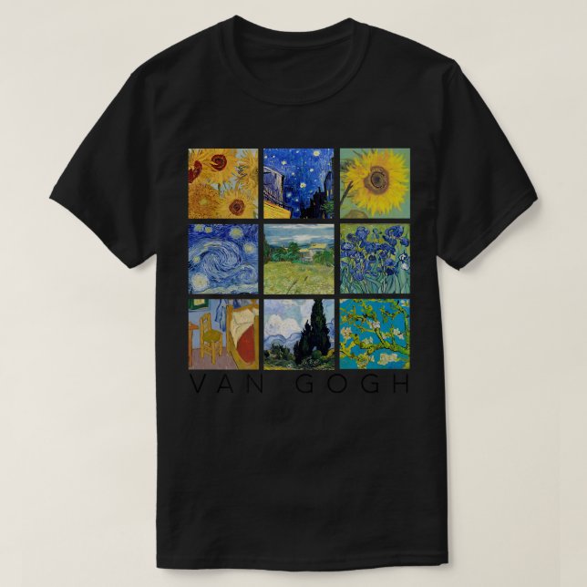 Van Gogh Painting Collage with Starry Night and Su T Shirt (Design framsida)