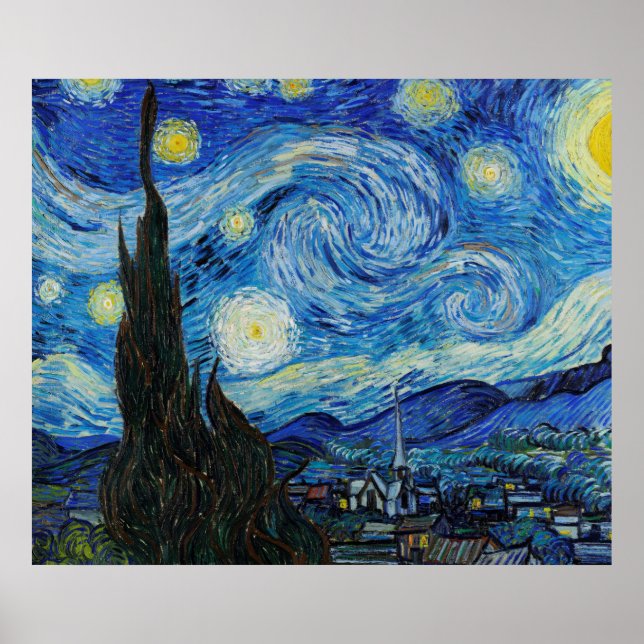 Van Gogh Painting of the Starry Night (1889) Poster (Framsidan)