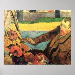 Van Gogh Painting Sunblommor av Gauguin Poster
