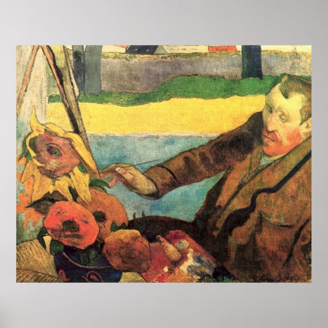 Van Gogh Painting Sunblommor av Gauguin Poster (Framsidan)