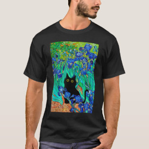 Van Gogh Paintings Irises Flowers Cat Les Iris Cat T Shirt
