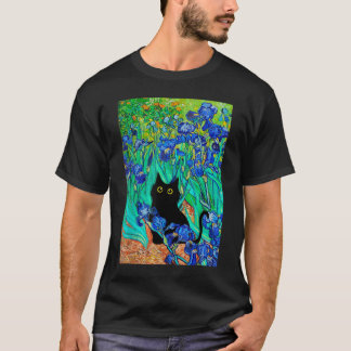 Van Gogh Paintings Irises Flowers Cat Les Iris Cat T Shirt