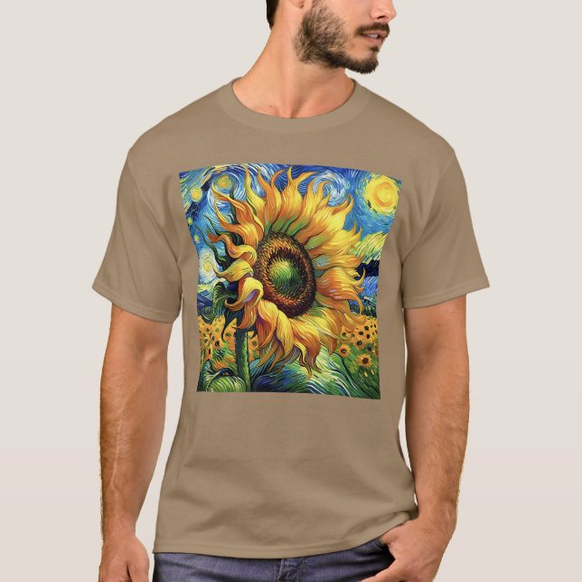 Van Gogh Paintings Starry Night Sunflowers Gift Me T Shirt (Framsida)