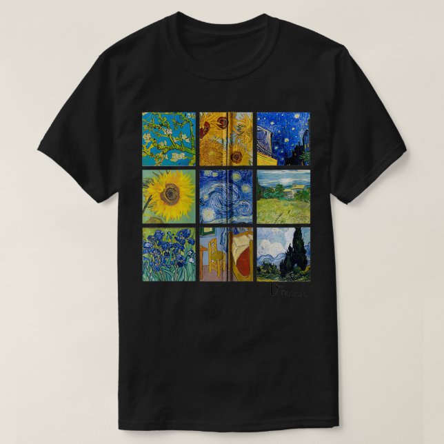 Van Gogh Paintings, Sunblommor, Starry Night Zip T Shirt (Design framsida)
