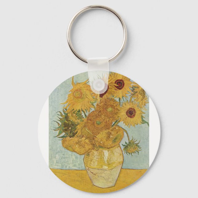 Van Gogh Paintings: Van Gogh Sunblommor Nyckelring (Framsida)