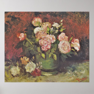 Van Gogh Peonies och Ro Blommigt Art GalleryHD Poster