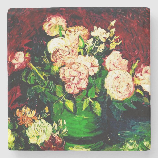 Van Gogh Peonies och Ro Stenunderlägg (Framsidan)