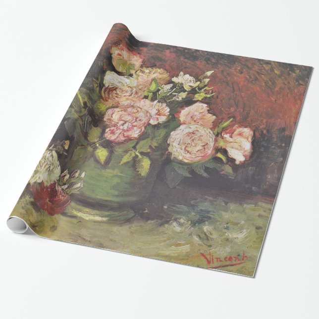 Van Gogh Peonies och Rosor Blommigt Art GalleryHD Presentpapper (Utrullad)