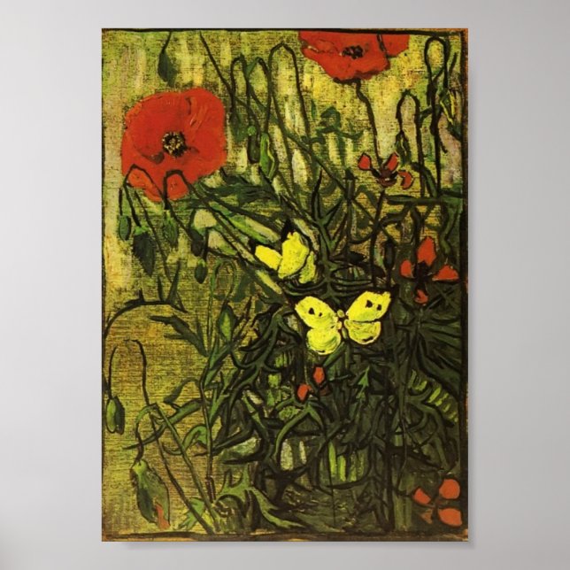 Van Gogh - Poppies och Butterflies Poster (Framsidan)