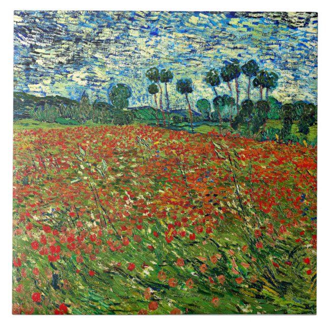 Van Gogh - Poppy Fält, berömd-målning, Kakelplatta (Framsidan)