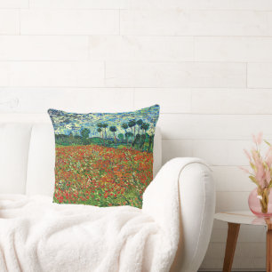 Van Gogh - Poppy Fält, berömd-målning, Kudde