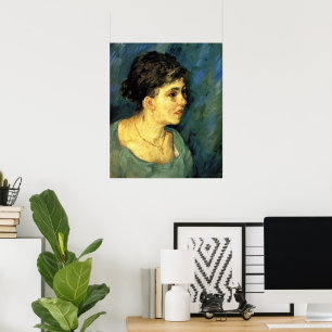 Van Gogh, Porträtt av kvinna i blått, Vintage kons Poster