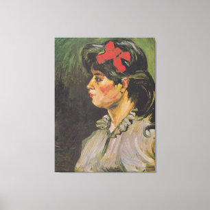 Van Gogh Porträtt i ett Dam med Red Hair-band Canvastryck
