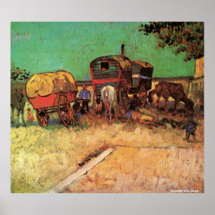 VAN GOGH POSTER - INKLUDERING AV GYPSIES W CARAVAN