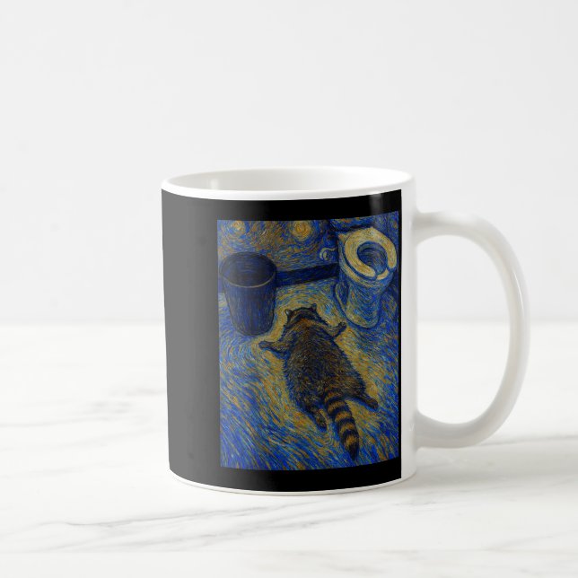 Van Gogh Raccoon Drunk Pes Out In Bathroom Meme  Kaffemugg (Höger)