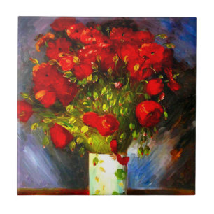 Van Gogh Red Poppies Kakelplatta