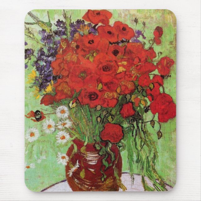 Van Gogh Red Poppies och Daisys Mouse Pad Musmatta (Framsidan)