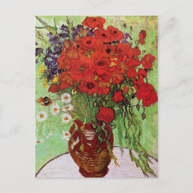Van Gogh Red Poppies och Daisys Postcard Vykort (Framsida)