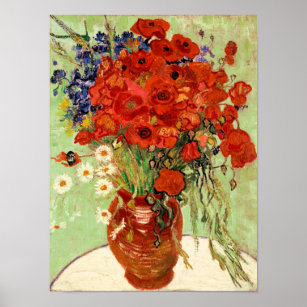 Van Gogh Red Poppies still Life Poster