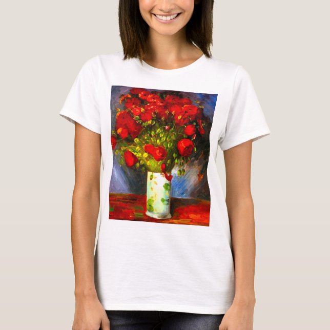 Van Gogh Red Poppies T Shirt (Framsida)