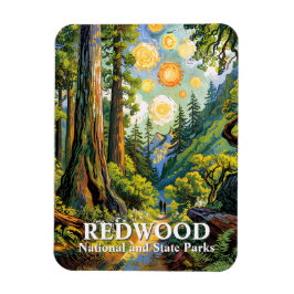 Van Gogh Redwood National Park Hiking Trail Modern Magnet