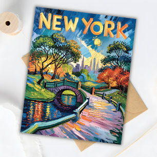 Van Gogh Retro New York Central Park USA Travel Vykort
