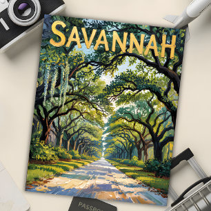 Van Gogh Retro Savannah Georgia Oak Avenue Travel Vykort