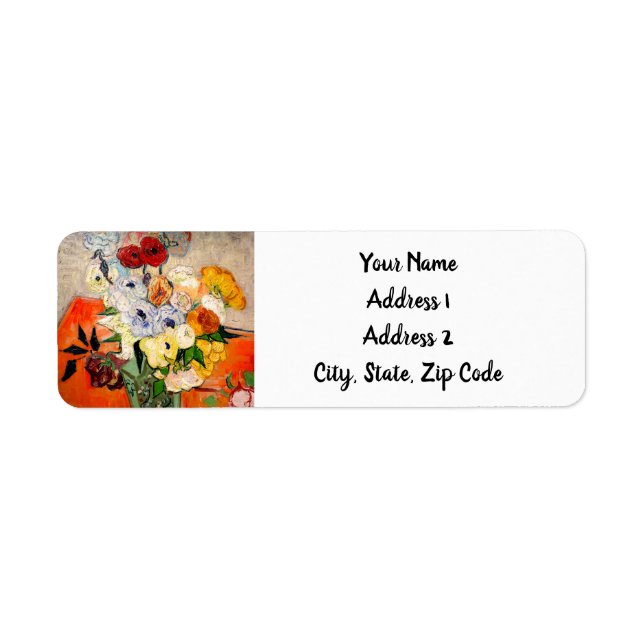 Van Gogh Ro och Anemones Returadress Etikett (Framsidan)