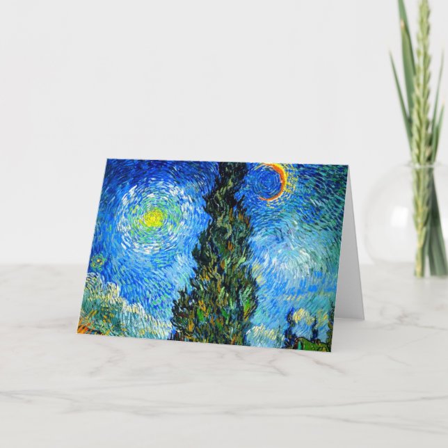 Van Gogh Road med Cypress och Star Inbjudan (Framsida)