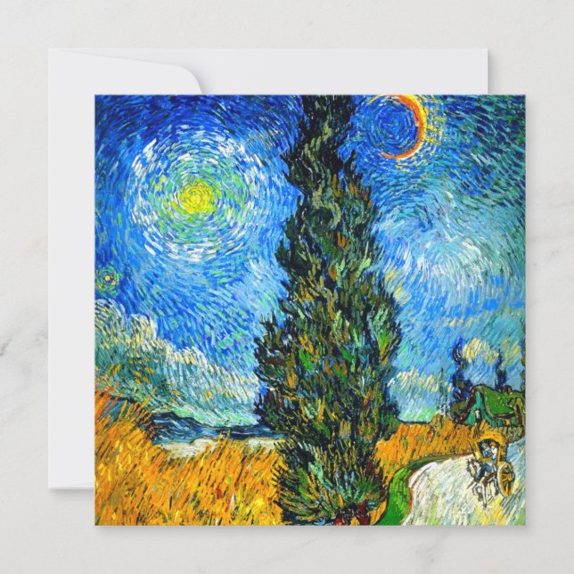 Van Gogh Road med Cypress och Star Inbjudningar (Framsida)